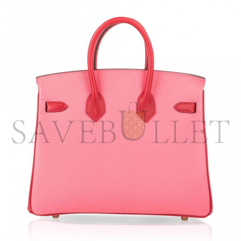 HERMES MASTER BIRKIN 30 EPSOM LIPSTICK PINK AND RED GOLD BUCKLE BAG H028369CK72 (30*23*15cm)