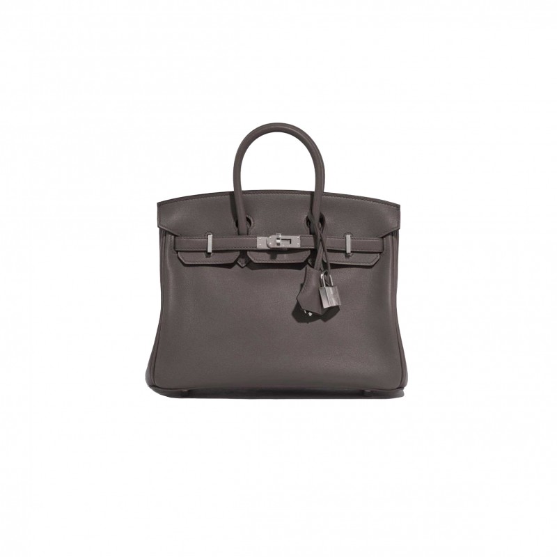 HERMES MASTER BIRKIN 25 SWIFT LEATHER PEWTER GREY SILVER BUCKLE BAG H049362CK10 (25*20*13cm)