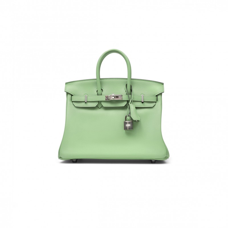 HERMES BIRKIN 25 SWIFT LEATHER AVOCADO GREEN SILVER BUCKLE BAG H049362CK05 (25*20*13cm)