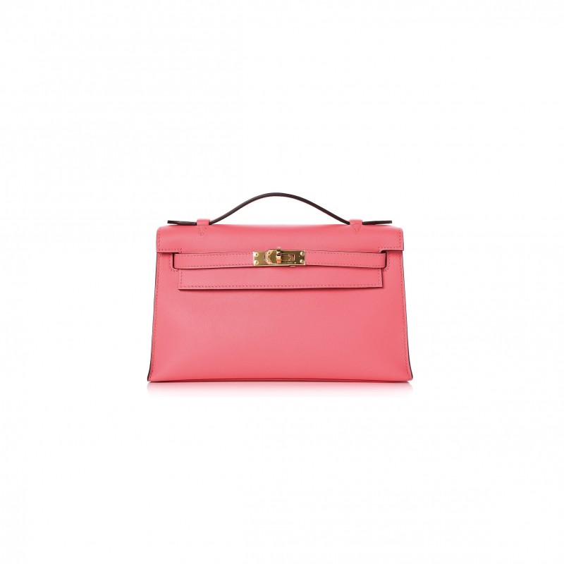 HERMÈS MASTER SWIFT KELLY POCHETTE CLUTCH ROSE AZALEE (22*14*7cm) 