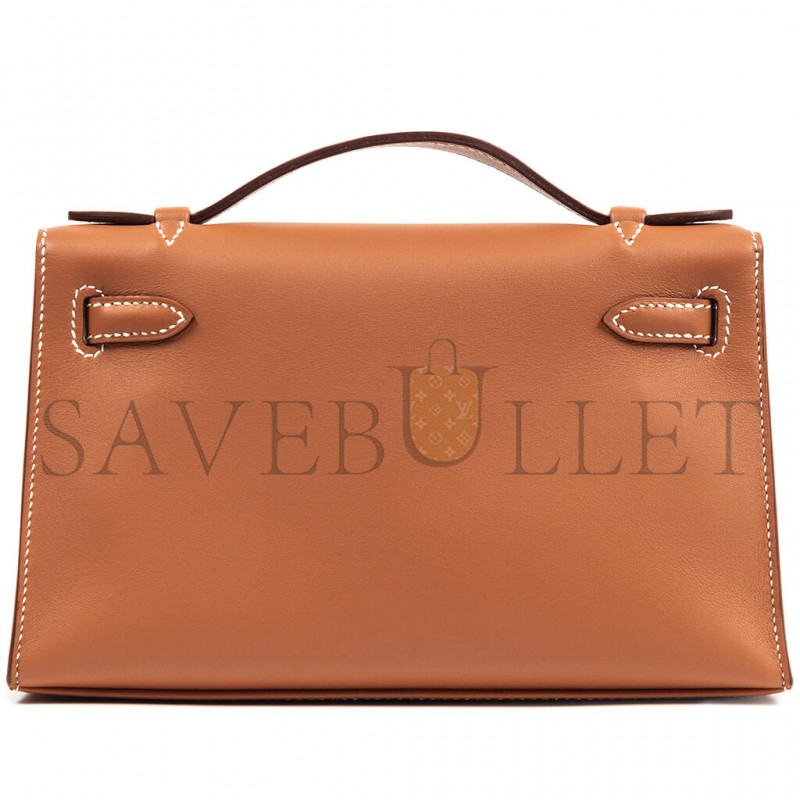 HERMÈS GOLD SWIFT KELLY POCHETTE GOLD HARDWARE (22*14*7cm) 