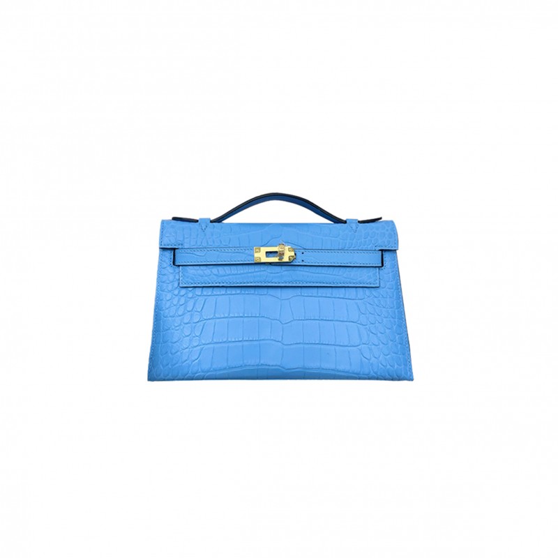 HERMÈS MASTER KELLY 22 POCHETTE MATTE CROCODILE LEATHER (22*14*7cm) 