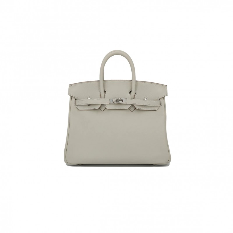 HERMÈS MASTER BIRKIN 25 SWIFT LEATHER PEARL GREY SILVER BUCKLE H049362CK25 (25*20*13cm)