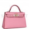 HERMÈS MINI KELLY II BUBBLEGUM WITH PALLADIUM HARDWARE (19*12*5.5cm) 