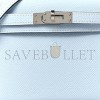 HERMÈS MASTER MINI KELLY II EPSOM HAZE BLUE SILVER BUCKLE (19*12*5.5cm) 