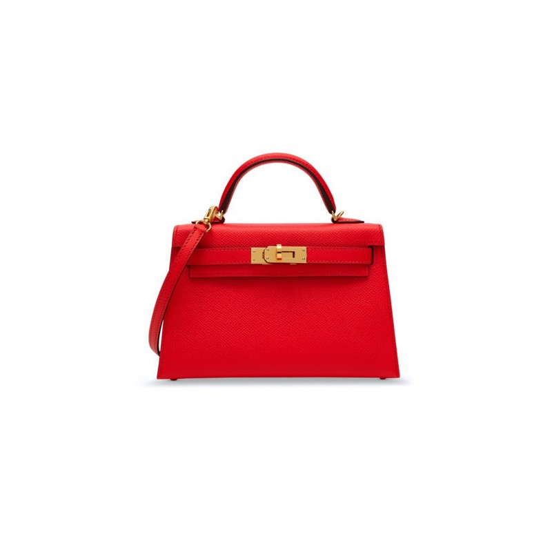 HERMÈS MASTER MINI KELLY II EPSOM HEART RED GOLD BUCKLE (19*12*5.5cm) 