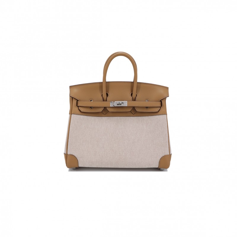 HERMÈS MASTER BIRKIN 30 SWIFT CANVAS BISCUIT SILVER BUCKLE H082686CKA6 (30*23*15cm)
