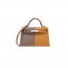 HERMÈS MASTER EDITION SESAME, ÉTOUPE & BLEU MINI KELLY  II WITH PALLADIUM HARDWARE (19*12*5.5cm) 