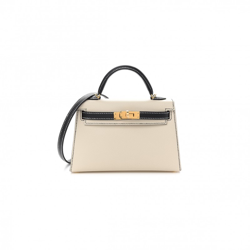 HERMÈS MASTER EPSOM HORSESHOE MINI KELLY II CRAIE BLACK (19*12*5.5cm) 