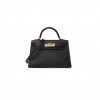 HERMÈS MASTER CHEVRE MYSORE HORSESHOE MINI KELLY II SELLIER BLACK ROSE MEXICO  (19*12*5.5cm) 