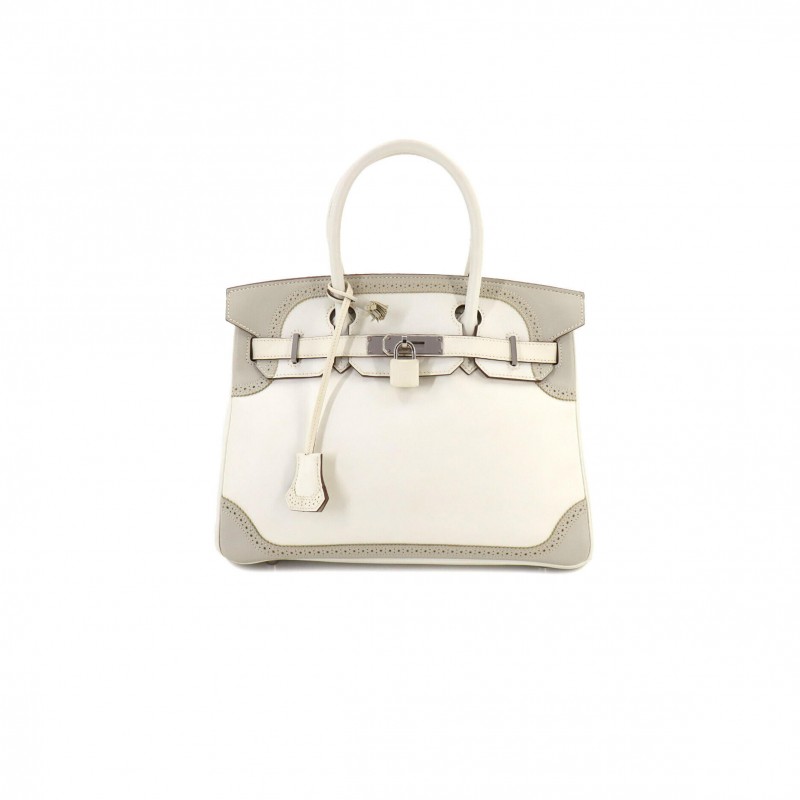 HERMÈS MASTER BIRKIN 35 SWIFT AND TOGO LACE SERIES DIAMOND GREY AND APRICOT GREY SILVER BUCKLE H082650CK03 (35*28*18cm)