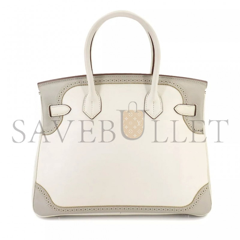 HERMÈS MASTER BIRKIN 35 SWIFT AND TOGO LACE SERIES DIAMOND GREY AND APRICOT GREY SILVER BUCKLE H082650CK03 (35*28*18cm)