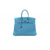 HERMÈS BIRKIN 35 SWIFT AND TOGO LACE SERIES DENIM BLUE SILVER BUCKLE H082650CK05 (35*28*18cm)