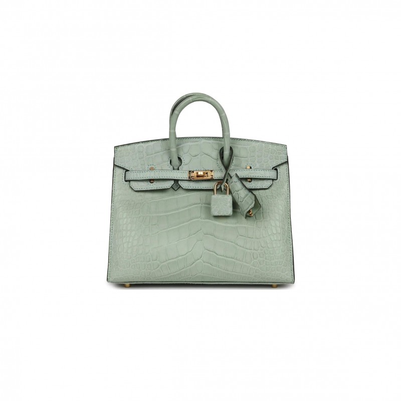 HERMÈS MASTER BIRKIN 20 CROCODILE LEATHER MINT GREEN GOLD BUCKLE H041350CK01 (20*15.5*11cm)