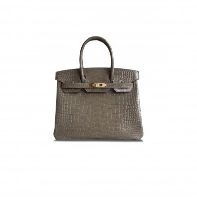 HERMÈS MASTER BIRKIN 25 CROCODILE LEATHER TURTLEDOVE GREY GOLD BUCKLE H041354CK18 (30*22*15cm) HERMÈS MASTER BIRKIN 25 CROCODILE LEATHER TURTLEDOVE GREY GOLD BUCKLE H041354CK18 (30*22*15cm)