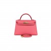 HERMÈS MINI KELLY II SELLIER ROSE AZALEE CHEVRE MYSORE GOLD HARDWARE (19*12*5.5cm) 