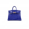 HERMÈS MASTER BIRKIN 25 CROCODILE LEATHER ELECTRIC BLUE BAG GOLD BUCKLE H041354CK21 (25*20*13cm)