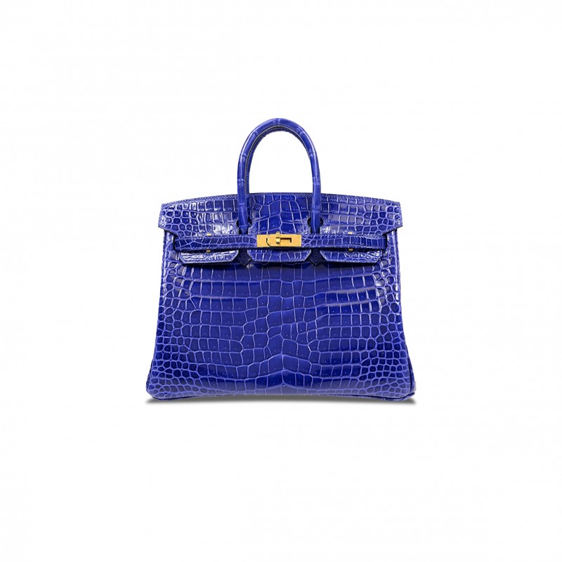 HERMÈS MASTER BIRKIN 25 CROCODILE LEATHER ELECTRIC BLUE BAG GOLD BUCKLE H041354CK21 (25*20*13cm)