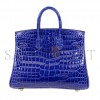 HERMÈS MASTER BIRKIN 25 CROCODILE LEATHER ELECTRIC BLUE BAG GOLD BUCKLE H041354CK21 (25*20*13cm)