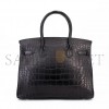 HERMÈS MASTER BIRKIN 25 CROCODILE LEATHER BLACK GOLD BUCKLE H041354CK28 (25*20*13cm)