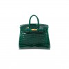 HERMÈS MASTER BIRKIN 25 CROCODILE LEATHER SHINY EMERALD GOLD BUCKLE H041354CK3U (25*20*13cm)