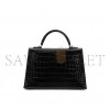 HERMÈS MASTER A SHINY BLACK ALLIGATOR  MINI KELLY II WITH PALLADIUM HARDWARE (19*12*5.5cm) 