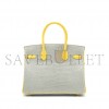 HERMÈS MASTER BIRKIN 30 CROCODILE LEATHER PEARL GREY AND YELLOW BAG GOLD BUCKLE H041367CK43 (30*22*16cm)