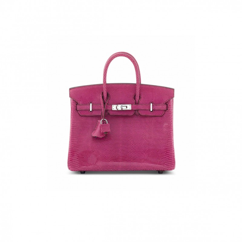 HERMÈS MASTER BIRKIN 30 LIZARD PINK SILVER BUCKLE H028352CA16 (30*22*16cm)