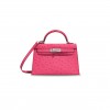 HERMÈS MASTER MINI KELLY II OSTRICH ROSE TYRIEN (19*12*5.5cm) 