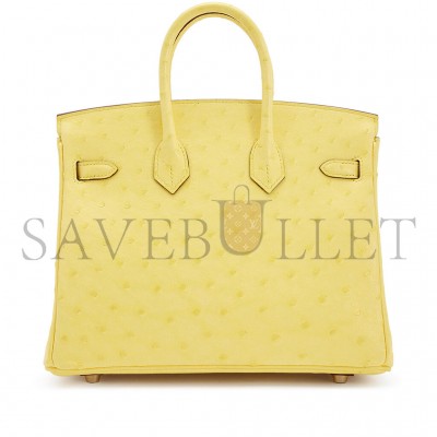 HERMÈS MASTER BIRKIN 25 OSTRICH GOOSE EGG YOLK GOLD BUCKLE H041944CK80 (25*20*13cm)