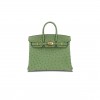 HERMÈS MASTER BIRKIN 25 OSTRICH LEATHER ICE CREAM GREEN GOLD BUCKLE H041944CK76 (25*20*13cm)