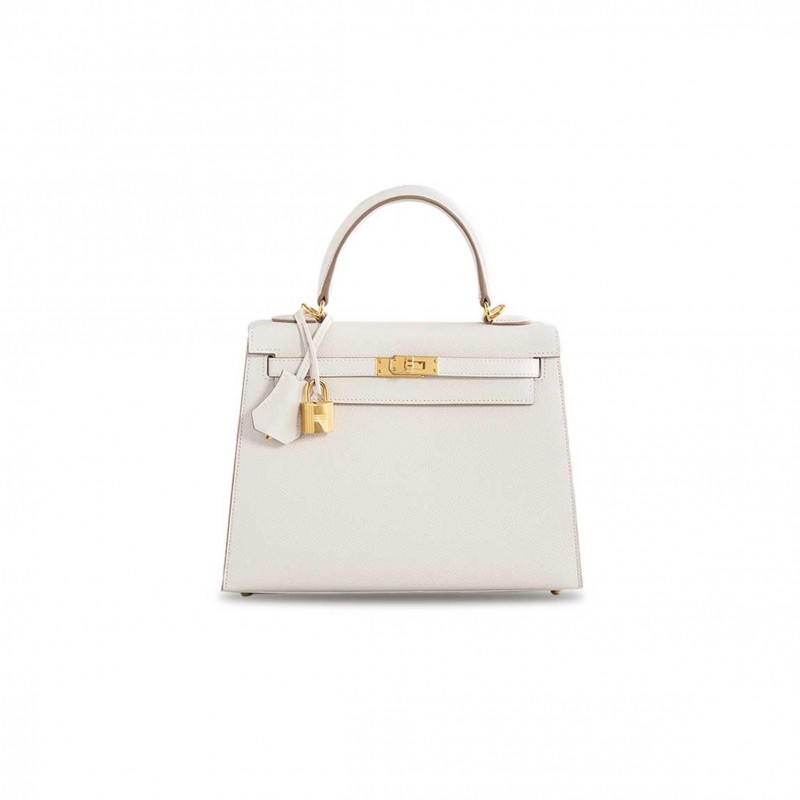 HERMÈS KELLY 25 EPSOM GRIS PALE GOLD HARDWARE (25*17*7cm) 