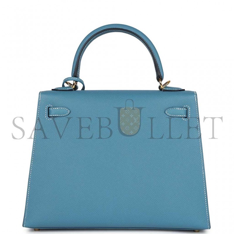 HERMÈS KELLY SELLIER 25 BLUE JEAN EPSOM GOLD HARDWARE (25*17*7cm) 