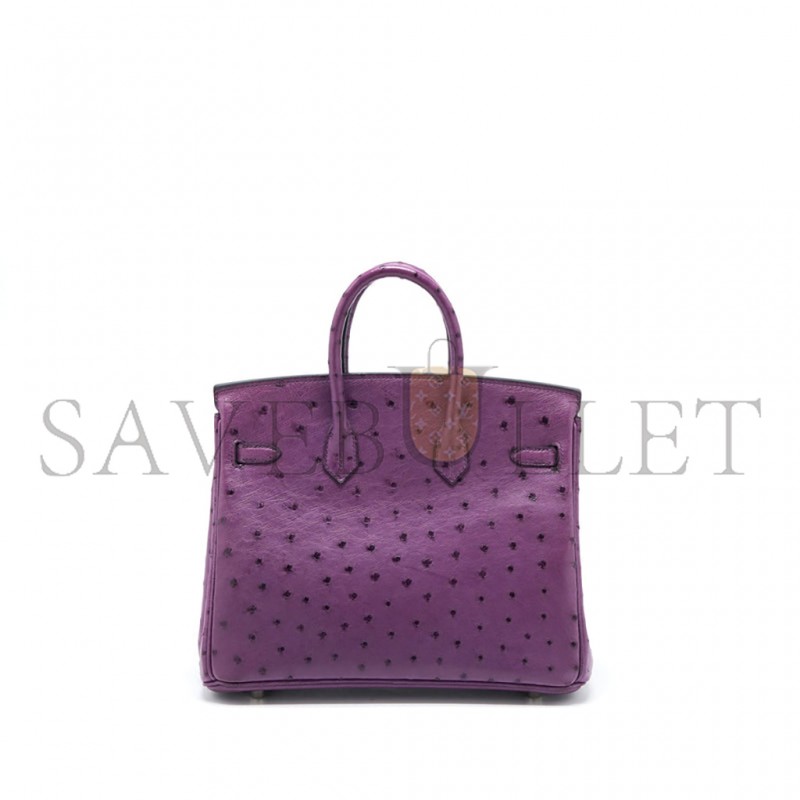 HERMÈS MASTER BIRKIN 25 OSTRICH LEATHER ANEMONE PURPLE GOLD BUCKLE H041944CK62 (25*20*13cm)