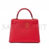 HERMÈS ROUGE CASAQUE EPSOM SELLIER KELLY 25 PALLADIUM HARDWARE (25*17*7cm) 