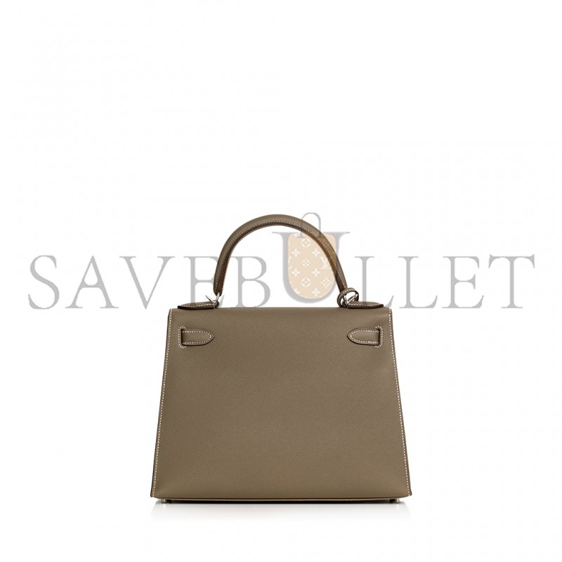 HERMÈS MASTER ETOUPE EPSOM KELLY 28 PALLADIUM HARDWARE (28*22*10cm) 