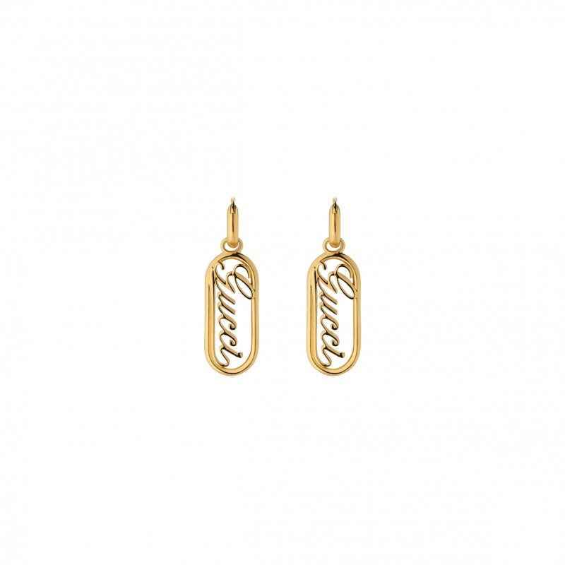 GUCCI HOOP EARRINGS WITH GUCCI SCRIPT 796874I46008005