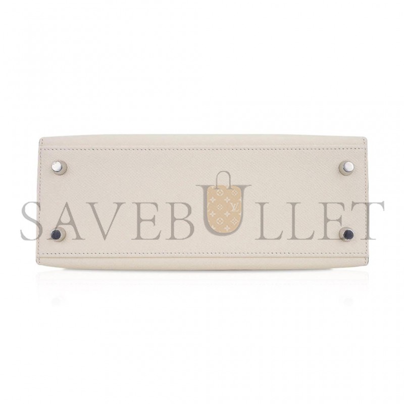 HERMÈS KELLY 25 BAG NATA PALLADIUM HARDWARE EPSOM LEATHER (25*17*7cm) 