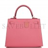 HERMÈS KELLY SELLIER 25 ROSE AZALEE VERSO EPSOM PERMABRASS HARDWARE (25*17*7cm) 