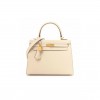 HERMÈS MASTER EPSOM KELLY 25 MILKSHAKE WHITE WITH GOLDEN BROWN LINING (25*17*7cm) 