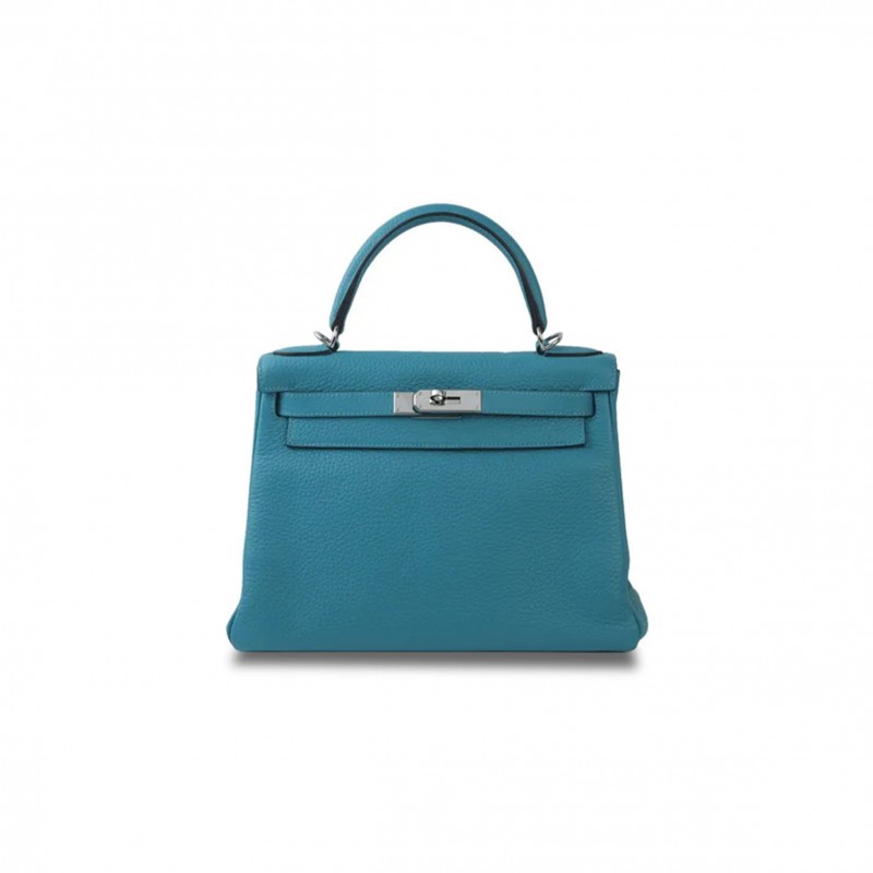 HERMÈS MASTER KELLY 25 BLUE TOGO WITH PALLADIUM HARDWARE (25*17*7cm) 