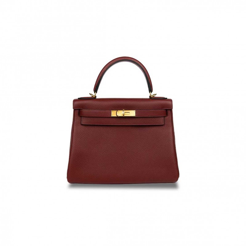 HERMÈS 28 KELLY RETOURNE ROUGE H CLEMENCE GOLD HARDWARE (28*22*10cm) 