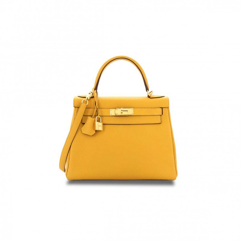 HERMÈS KELLY 28 AMBER YELLOW WITH GOLD HARDWARE (28*22*10cm) 
