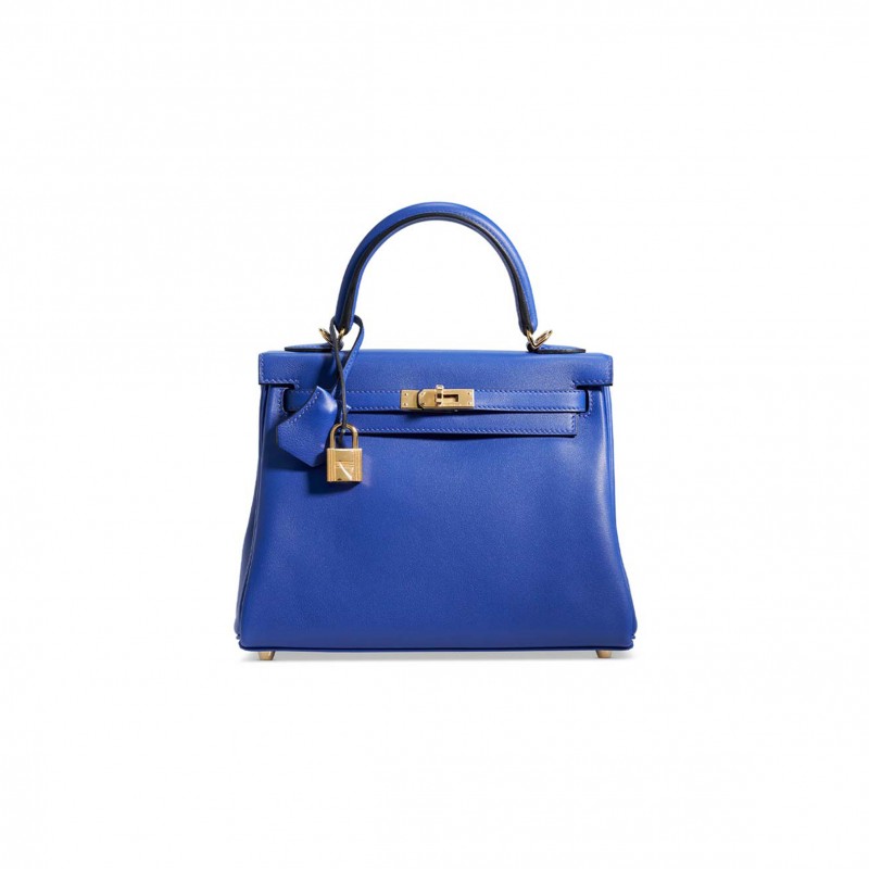 HERMÈS MASTER A BLEU ÉLECTRIQUE SWIFT LEATHER RETOURNÉ KELLY 28 WITH GOLD HARDWARE (28*22*10cm) 