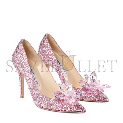 JIMMY CHOO AVRIL ROSE MIX SUEDE AND CRYSTAL COVERED POINTY TOE PUMPS AVRILSXW JIMMY CHOO AVRIL ROSE MIX SUEDE AND CRYSTAL COVERED POINTY TOE PUMPS AVRILSXW