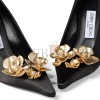 JIMMY CHOO IXIA 95 BLACK SATIN PUMPS WITH FLOWERS IXIA95BGU JIMMY CHOO IXIA 95 BLACK SATIN PUMPS WITH FLOWERS IXIA95BGU