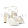 JIMMY CHOO KARLI PLATFORM 125 IVORY SATIN CRYSTAL PLATFORM SANDALS KARLIPF125BRZ