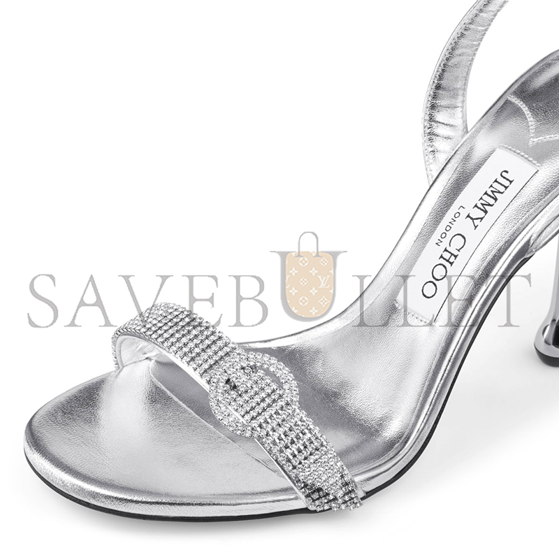 JIMMY CHOO TABATHA 95 SILVER METALLIC NAPPA LEATHER SANDALS TABATHA95ECM JIMMY CHOO TABATHA 95 SILVER METALLIC NAPPA LEATHER SANDALS TABATHA95ECM