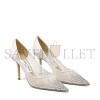 JIMMY CHOO LOVE 85 WHITE MESH POINTED-TOE PUMPS WITH DÉGRADÉ CRYSTALS LOVE85NYT