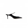 JIMMY CHOO BING 65 BLACK PATENT LEATHER MULES WITH CRYSTAL STRAP BING65PAT
